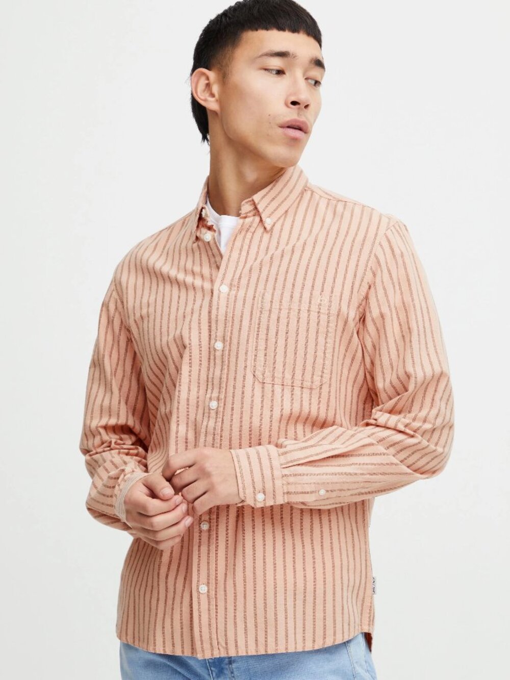 Blend Apricot Stripe Long Sleeve Shirt/17015
